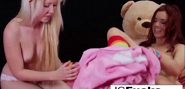 Big teddy bear fantasy play with two aroused lesbians!